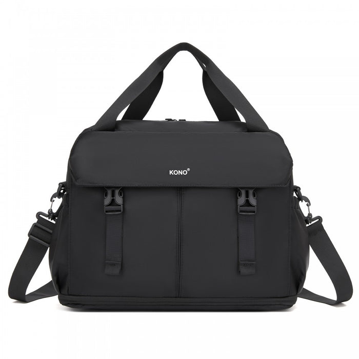 TVK2613 - Kono Expandable Cabin Travel Bag 40×30×20cm - Large Capacity, Water-Resistant, Multi-Compartment Weekend & Carry-On Tote - Black