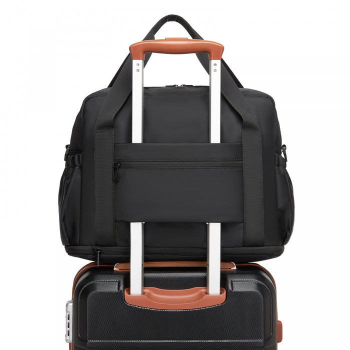 TVK2613 - Kono Expandable Cabin Travel Bag 40×30×20cm - Large Capacity, Water-Resistant, Multi-Compartment Weekend & Carry-On Tote - Black