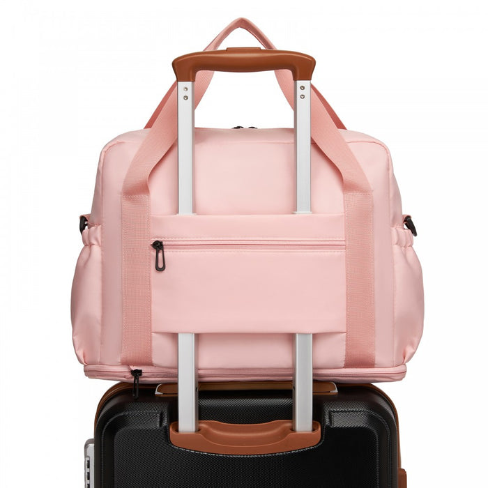 TVK2613 - Kono Expandable Cabin Travel Bag 40×30×20cm - Large Capacity, Water-Resistant, Multi-Compartment Weekend & Carry-On Tote - Pink