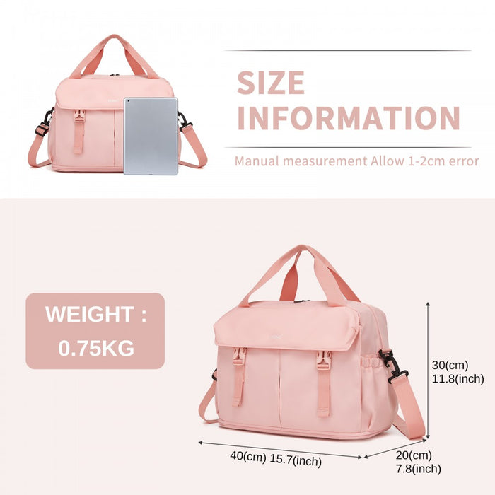 TVK2613 - Kono Expandable Cabin Travel Bag 40×30×20cm - Large Capacity, Water-Resistant, Multi-Compartment Weekend & Carry-On Tote - Pink