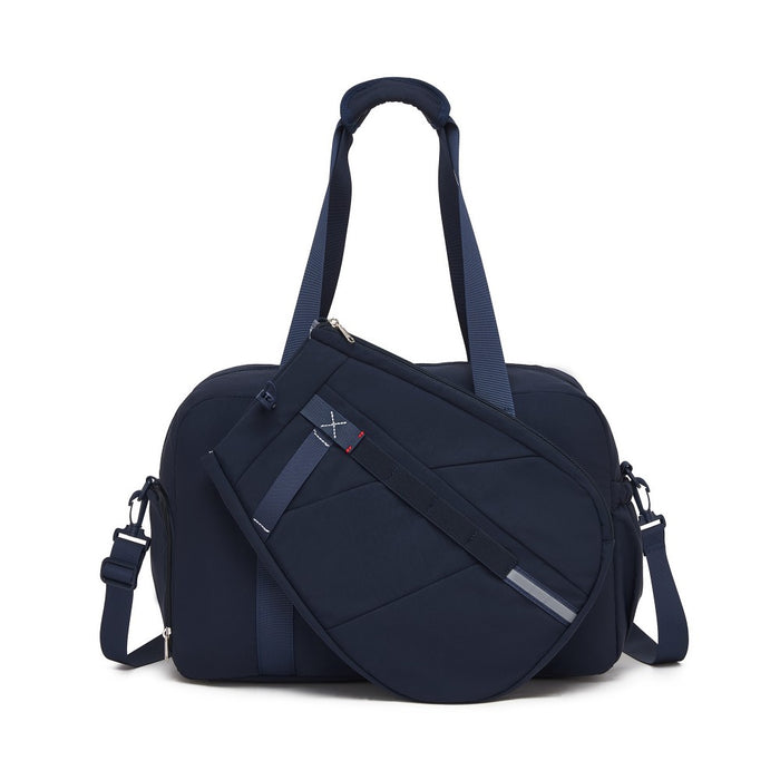 TVK2627 - Kono 25L Unisex Modular Tennis Travel Bag Set, Water Repellent Nylon Gym Bag with Detachable Racket Sleeve - Navy