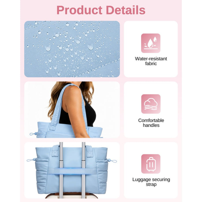 TVN2621 - 2-Piece Women's Tote Bag Set, Water Repellent Handbag with Laptop Compartment for Commute Travel And Outings - Blue