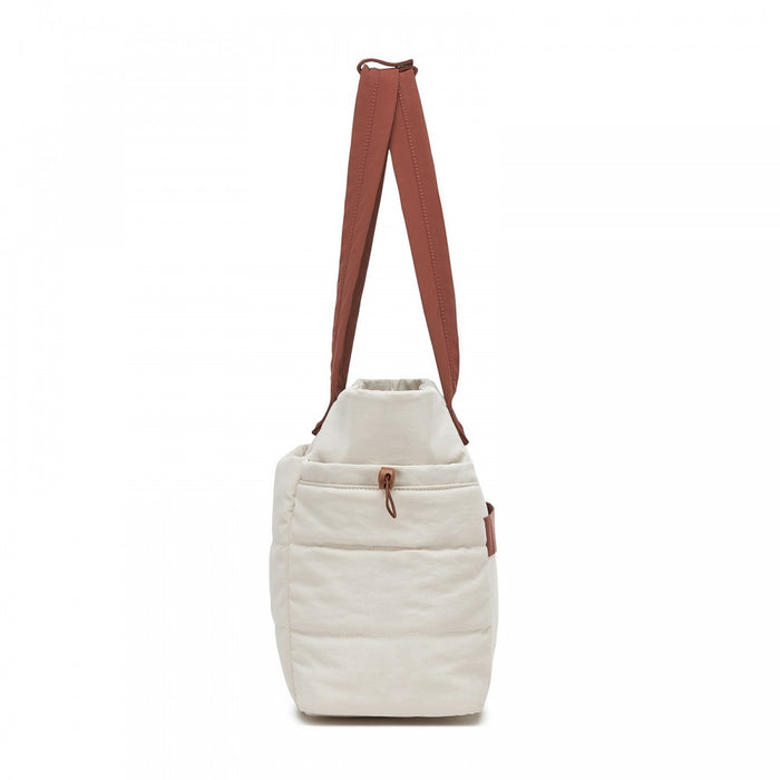 TVN2621 - 2-Piece Women's Tote Bag Set, Water Repellent Handbag with Laptop Compartment for Commute Travel And Outings - Beige And Brown