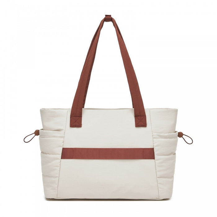 TVN2621 - 2-Piece Women's Tote Bag Set, Water Repellent Handbag with Laptop Compartment for Commute Travel And Outings - Beige And Brown