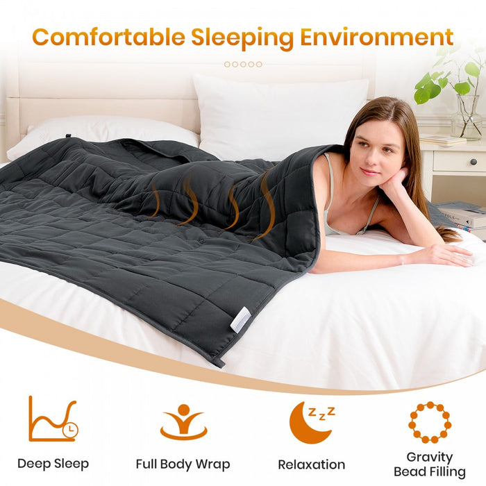 W-BLANKET - Good Nite Lightweight Edition Weighted Blanket 150×200 cm - Glass Beads, Breathable Microfibre, Even Weight for Calm, Cosy Sleep - Grey