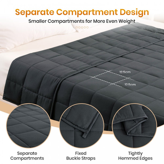 W-BLANKET - Good Nite Weighted Blanket 125×180 cm - Glass Beads, Breathable Microfibre, Even Weight for Calm, Cosy Sleep - Grey