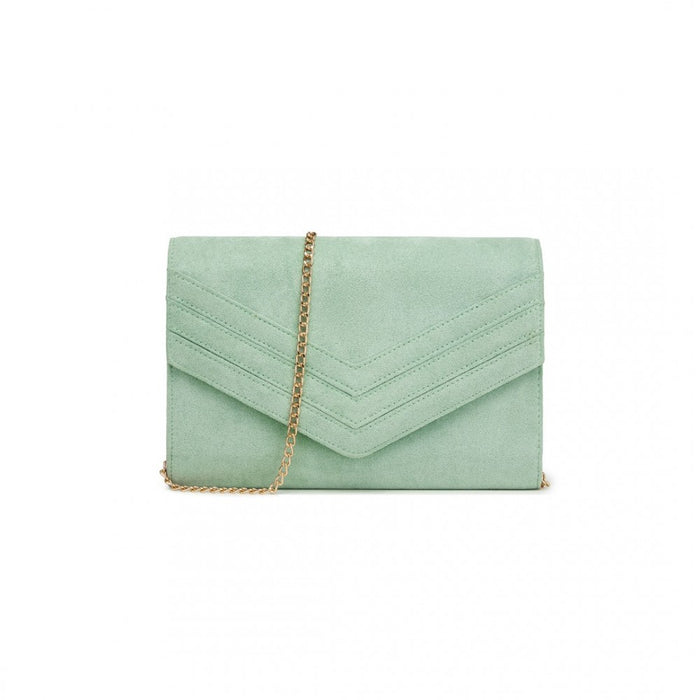 WTM2432 - Miss Lulu Luxurious Envelope-Style Evening Clutch with Elegant Detachable Metal Chain Strap - Green
