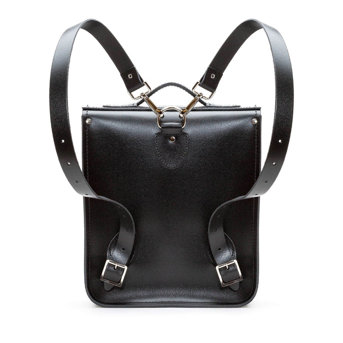 Handmade Leather City Backpack - Gothic Striped Red & Black