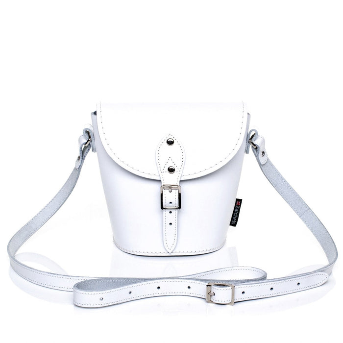 Handmade Leather Barrel Bag - White