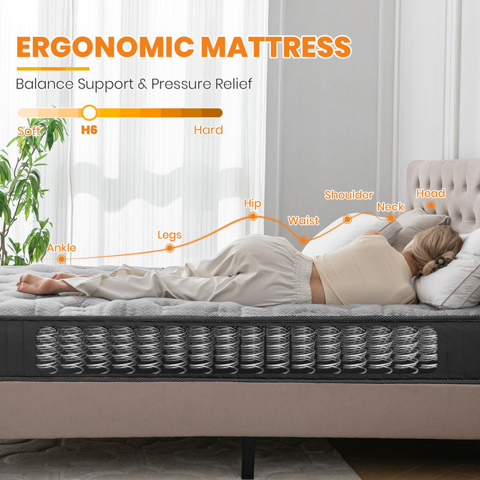 MTS009 - Good Nite 18cm Medium Firm Memory Foam and Bonnell Spring Mattress – Pressure Relief, Cooler Sleep - 150x190x18cm