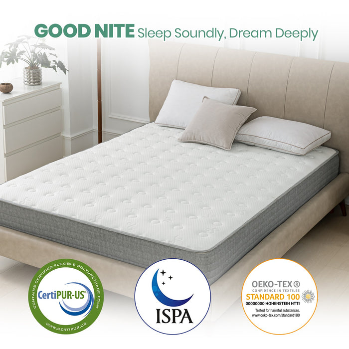 MTS010 - Good Night 20cm Hybrid Memory Foam Mattress – 7-Zone Orthopaedic Pocket Sprung, Medium Firm, Cooling & Hypoallergenic - 120x190x20cm