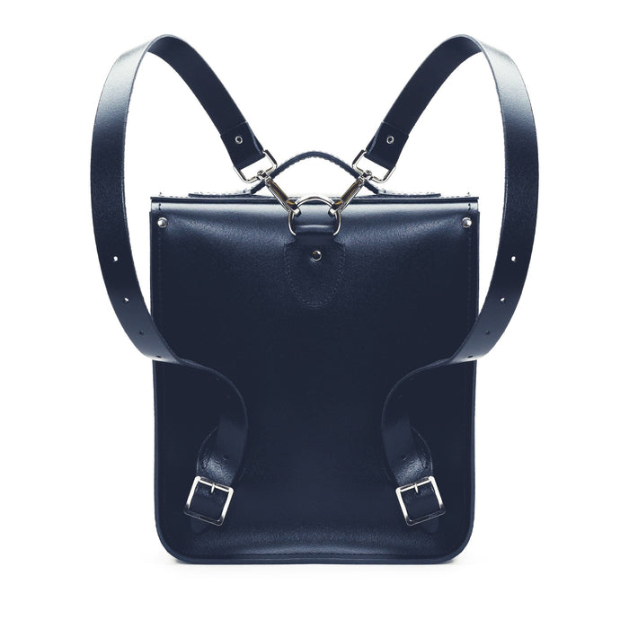 Handmade Leather City Backpack - Navy Blue